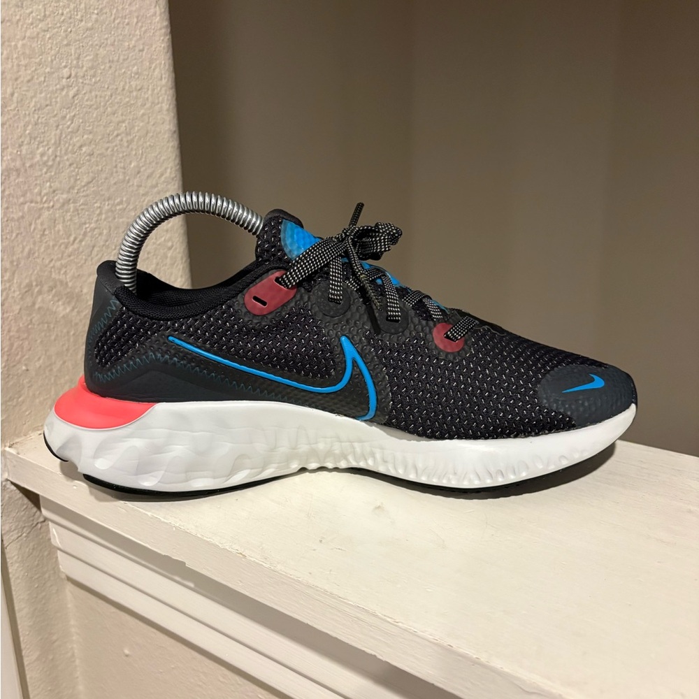 Nike Renew Run Youth Size 5Y  Sneaker Black Blue Red Shoes CT1430-090 - Picture 2 of 9